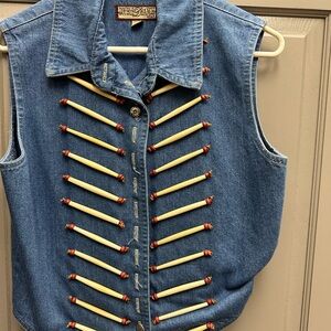 DOUBLE D RANCH WEAR • Denim Bone Beaded Vest